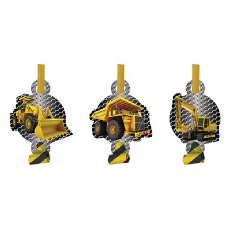 Construction Birthday Zone Blowouts with Medallions PK8