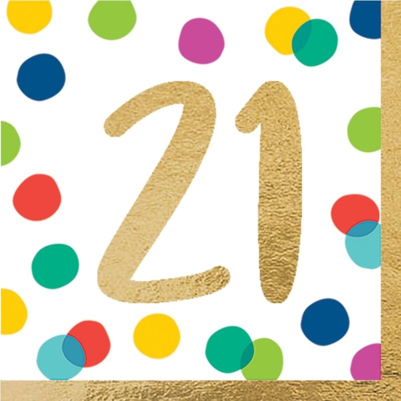 Happy Dots 21st Napkins (PK16)