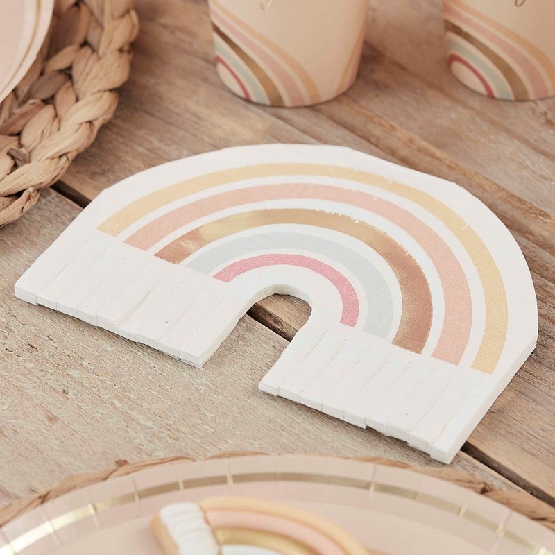 Happy Everything Natrual Rainbow Fringe Napkins (PK16)