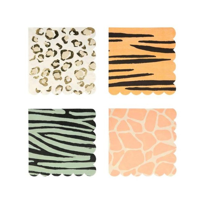 Meri Meri Safari Animal Print Large Napkins (PK16 in 4 designs)