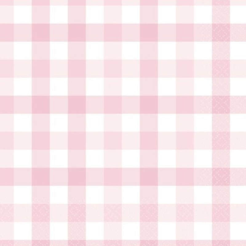 Pastel Pink Gingham Lunch Napkin (PK16)