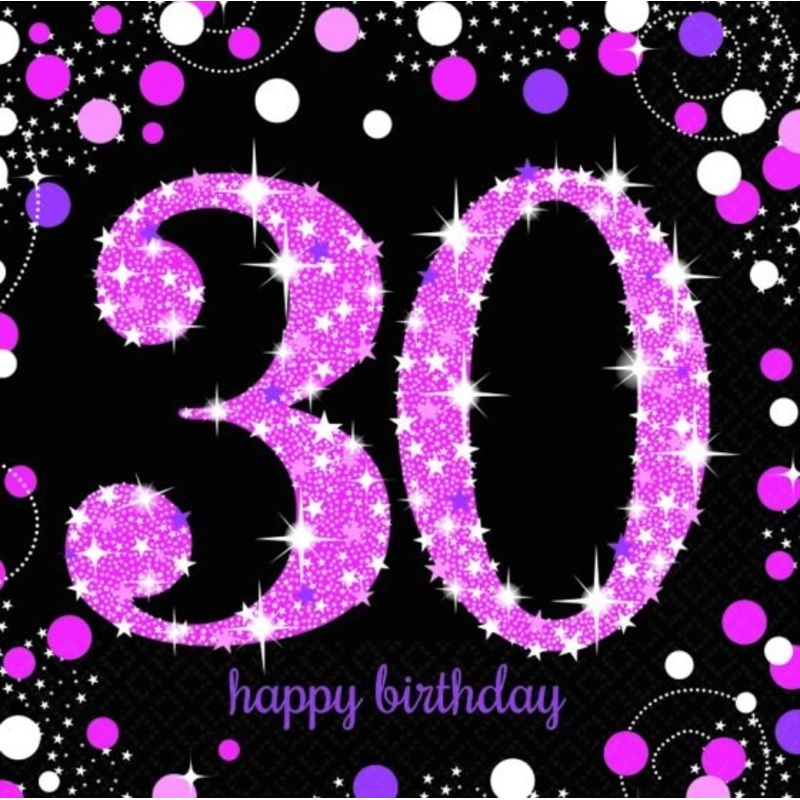 Pink Celebration 30th Lunch Napkins (PK16)