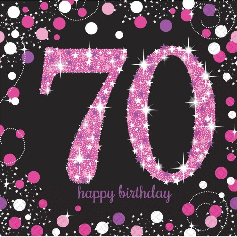 Pink Celebration 70th Lunch Napkins  (PK16)