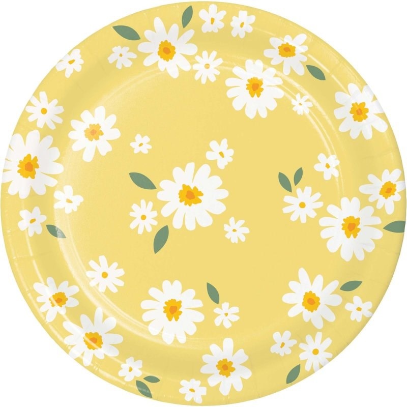 Sweet Daisy 23cm Round Paper Plates (PK8)