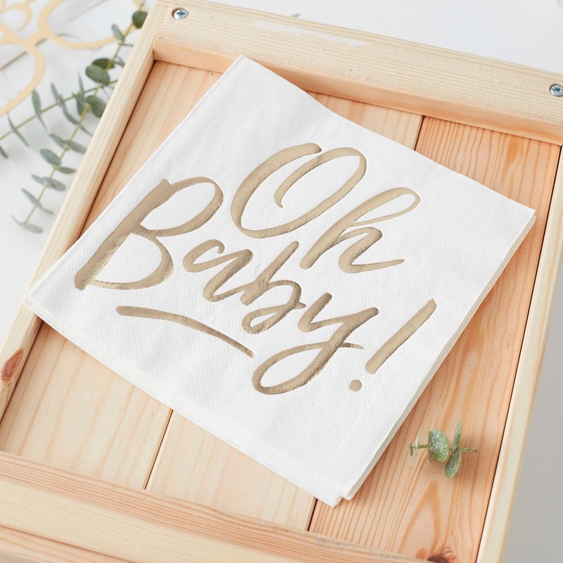 OH Baby! Gold Napkins (PK16)