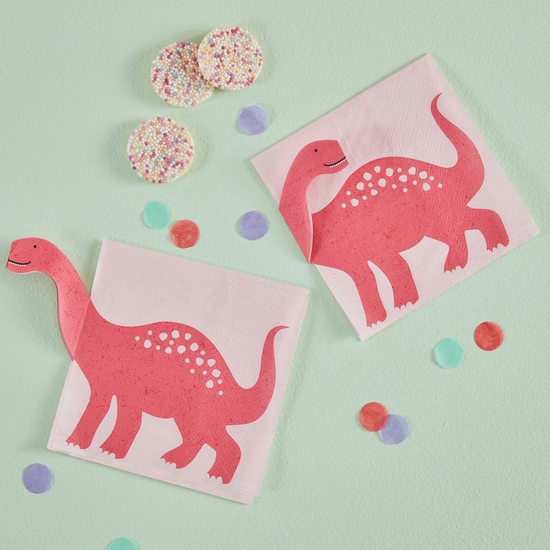 Pink Dinosaur Pop Out Napkins (PK16)