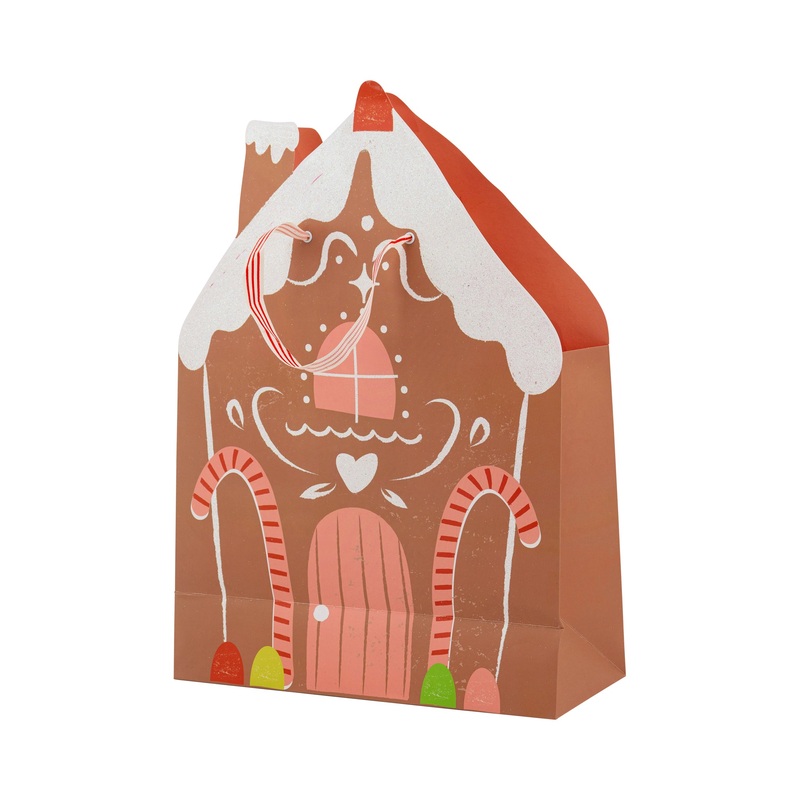 Shaped Gingerbread House Medium Gift Bag