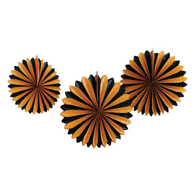 Vintage Halloween Black and Orange Oversized Tissue Fans