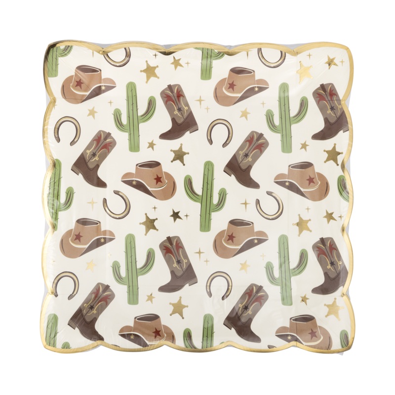 Cowboy Scattered Icons Paper Plate