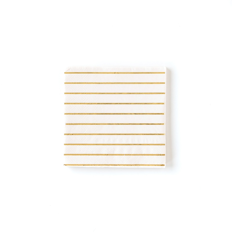 Cream Striped Cocktail Napkins