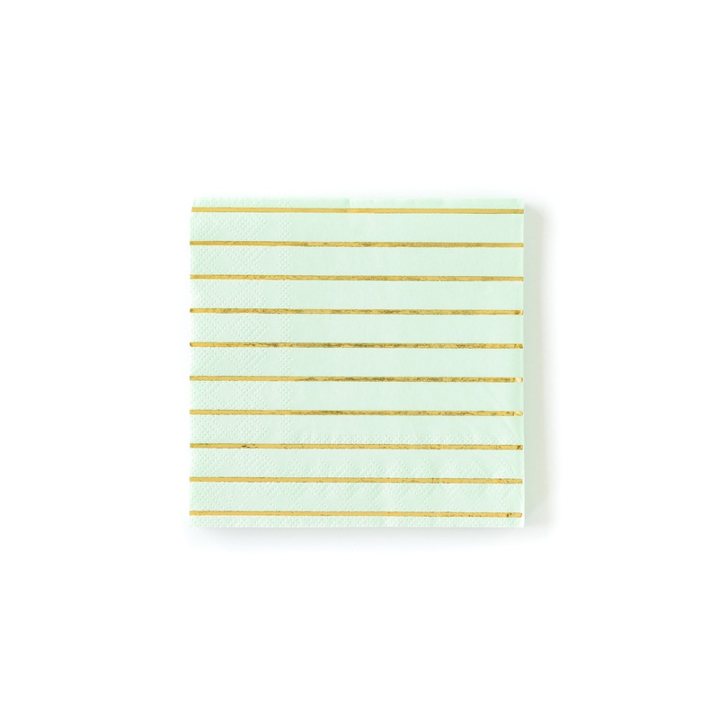 Mint Striped Cocktail Napkins