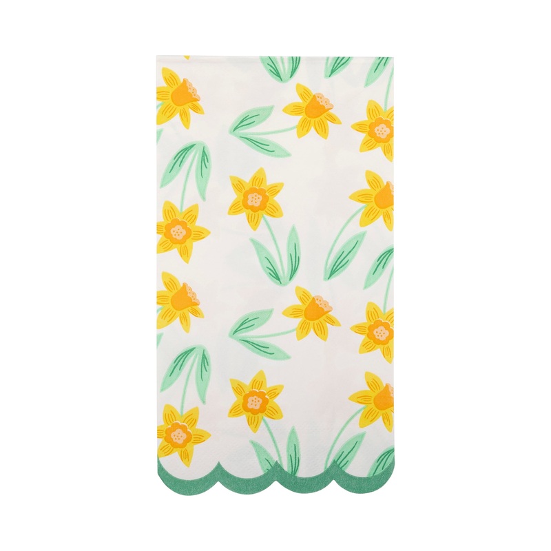 Tossed Daffodil Scallop Guest Napkin