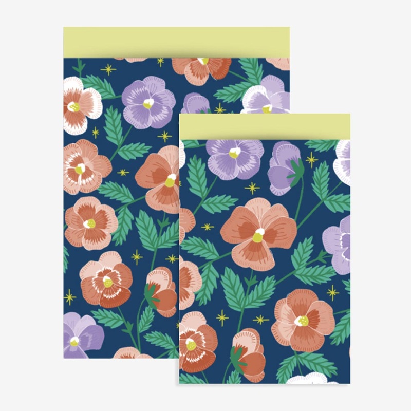 1 pochette en papier fleurs rose et bleu