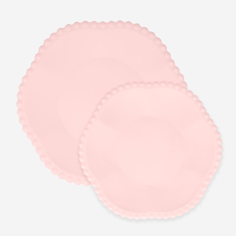 8 assiettes compostables roses "cramiques" bords boules