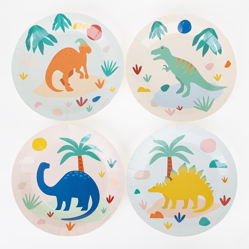 Assiette en carton : 8 assiettes dino jurassic