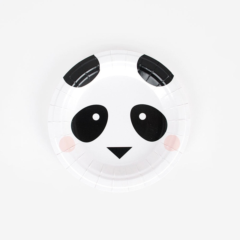 Assiette en carton : 8 petites assiettes panda