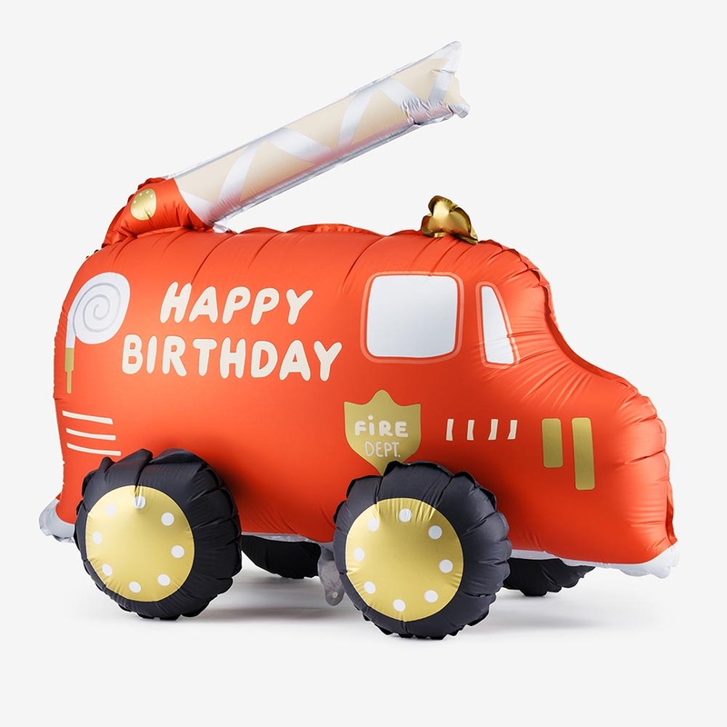 Ballon Happy Birthday camion de pompier