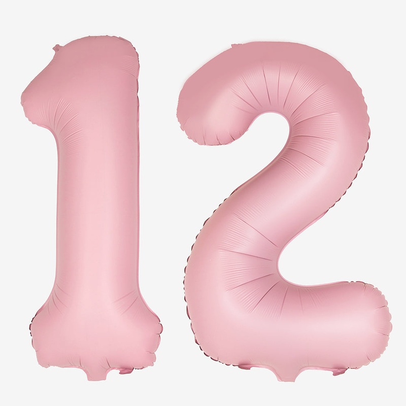 Ballon helium gant - ballon chiffre rose clair mat