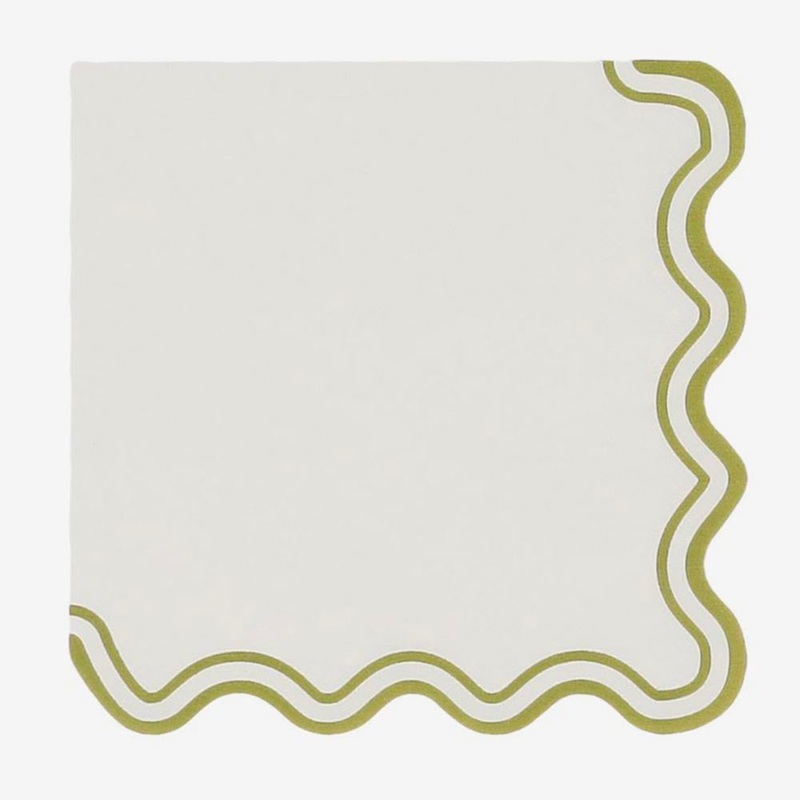 Serviettes en papier : 10 serviettes vagues vert kaki