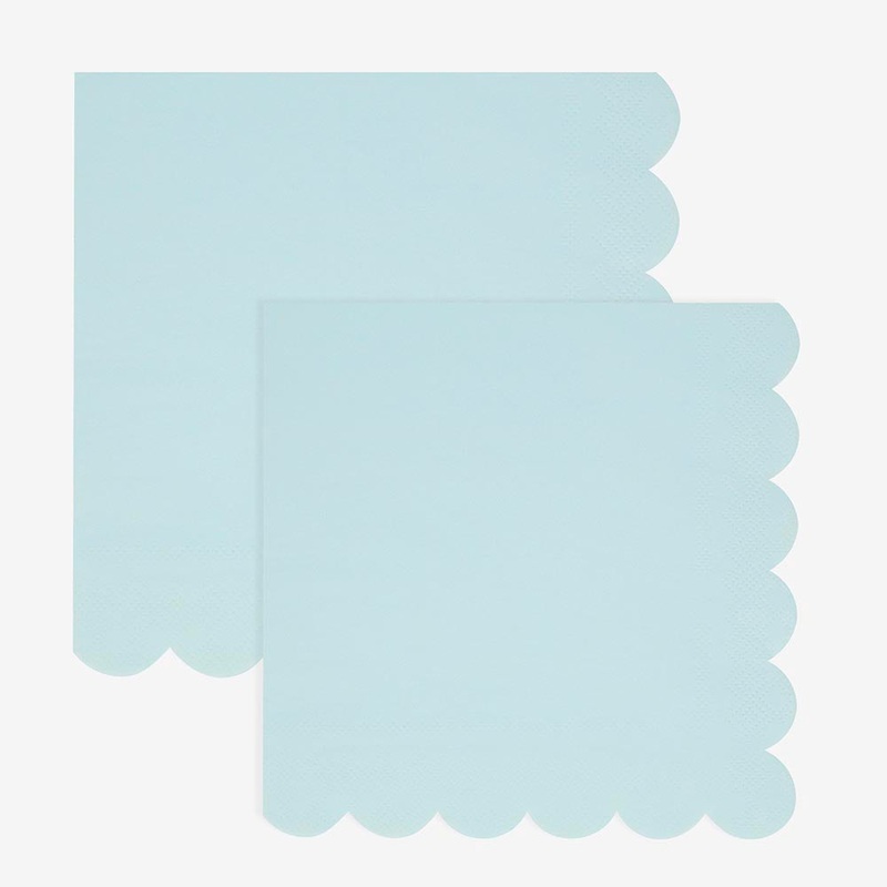Serviettes en papier : 16 serviettes bleu ciel