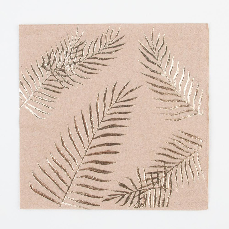 Serviettes en papier : 16 serviettes palmier kraft