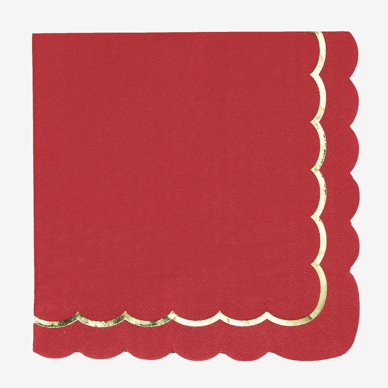 Serviettes en papier : 16 serviettes rouges