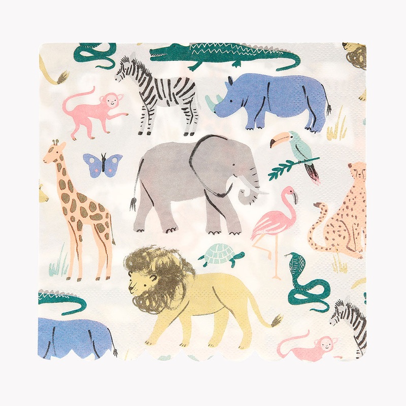Serviettes en papier : 20 serviettes animaux du safari