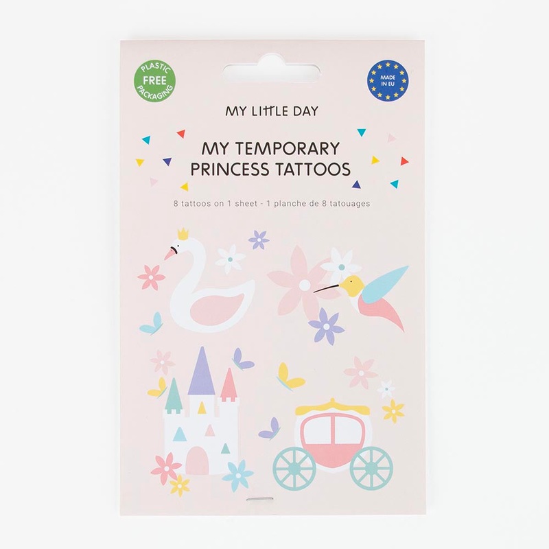 Tatouage ephemere : 1 planche de 8 tattoos princesse