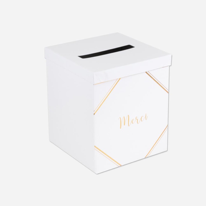 Urne merci blanc et or