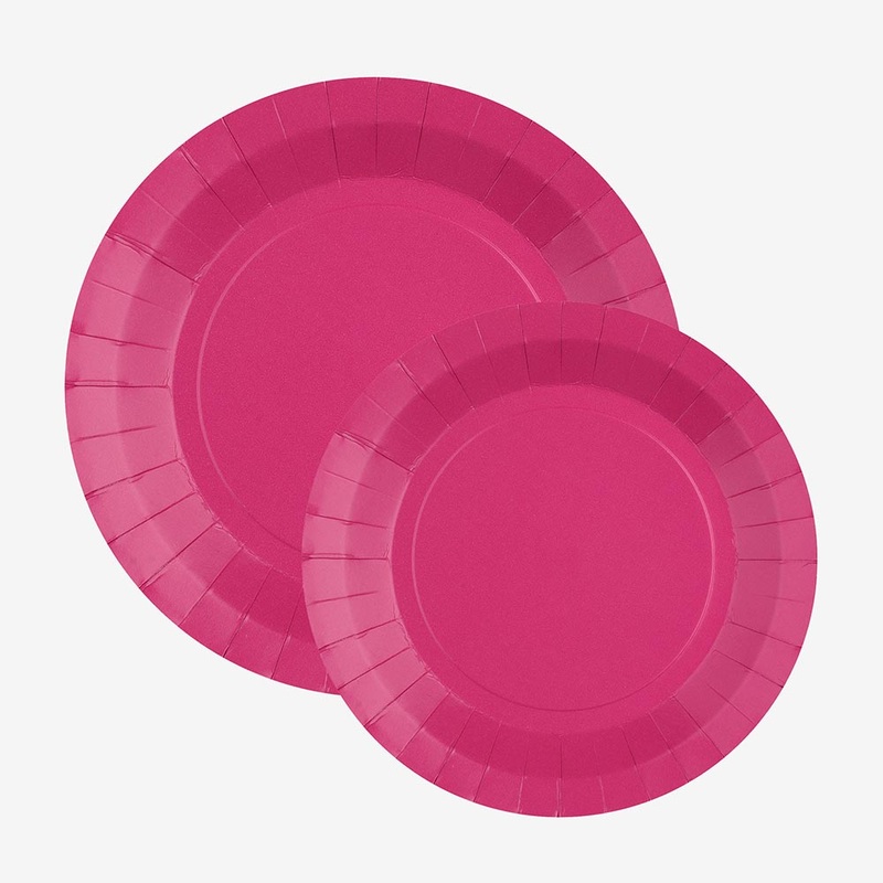 Assiette en carton : 10 assiettes fuchsia