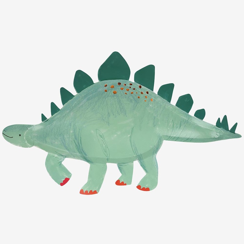 Assiette en carton : 4 plats/assiettes forme dinosaure