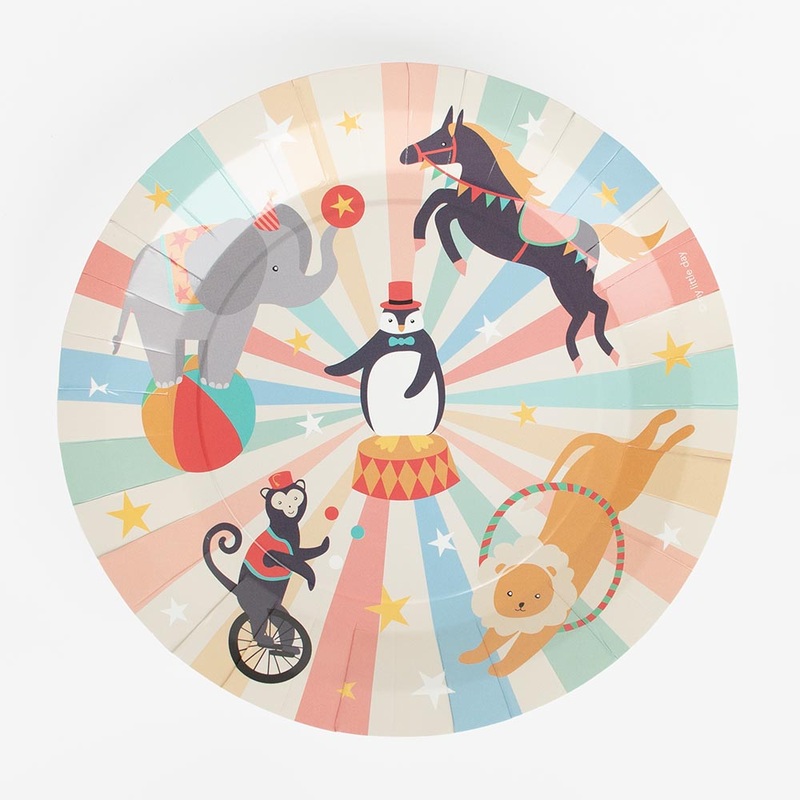 Assiette en carton :  8 assiettes cirque