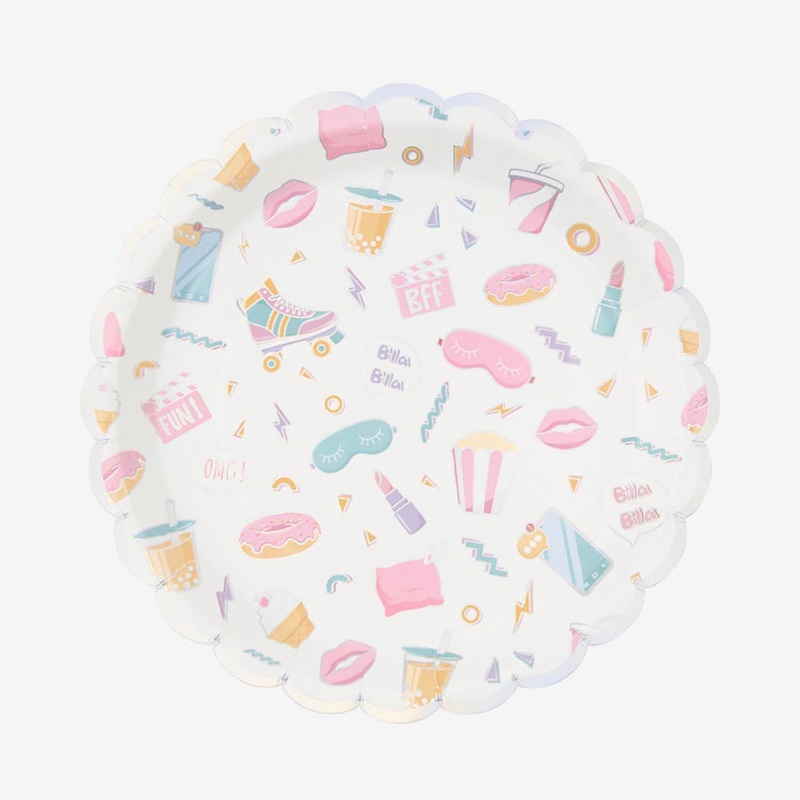 Assiette en carton : 8 assiettes pyjama party