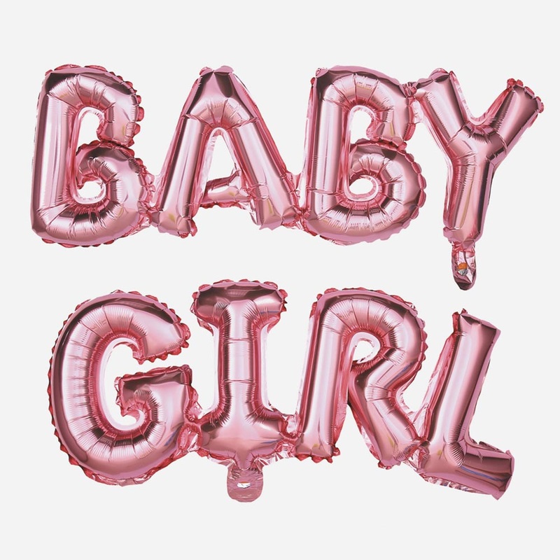 Baby Shower - ballon lettre - Baby Girl rose