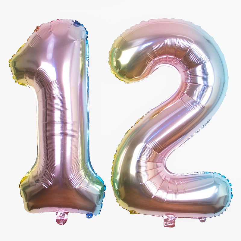Ballon helium gant - ballon chiffre dgrad pastel