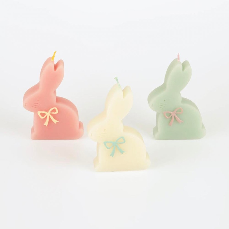 Pques - Bougie dcorative : 3 bougies lapin
