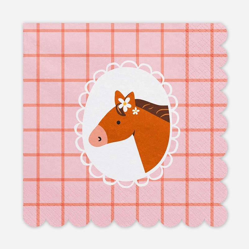 Serviette en papier : 12 serviettes cheval fleuri