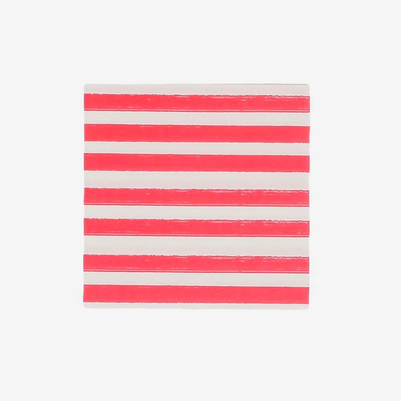 Serviettes en papier : 15 serviettes rayures rouges