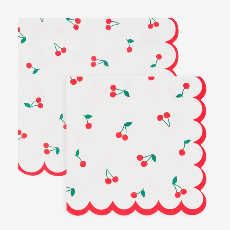 Serviettes en papier : 16 serviettes cerises