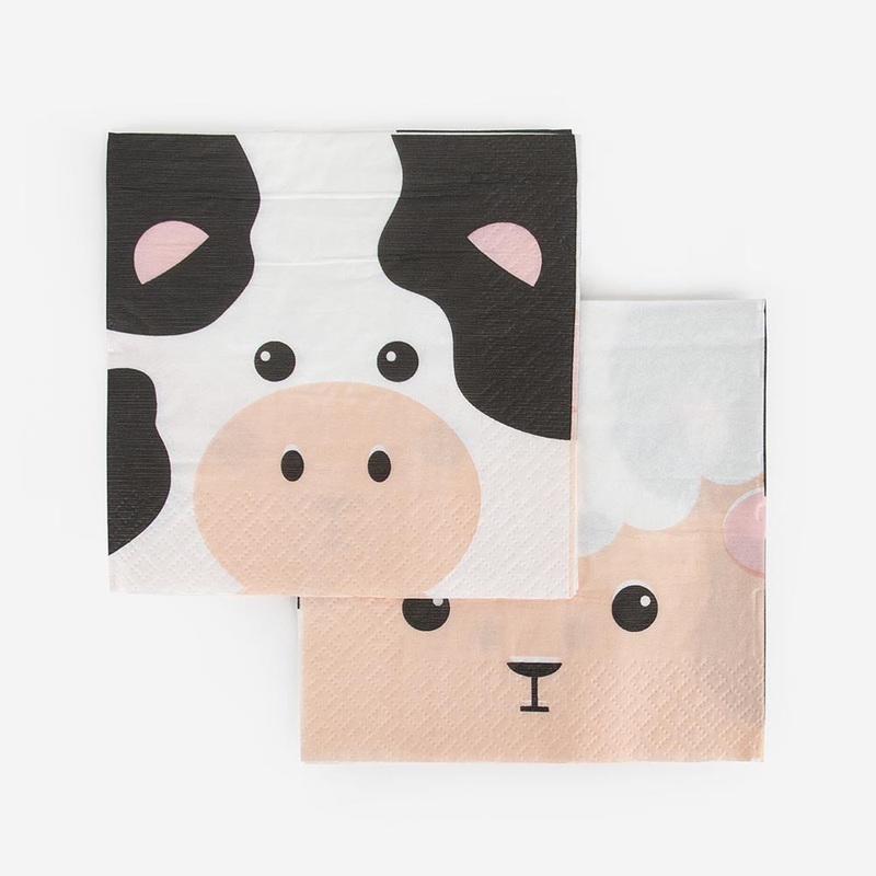 Serviettes en papier : 20 serviettes animaux de la ferme