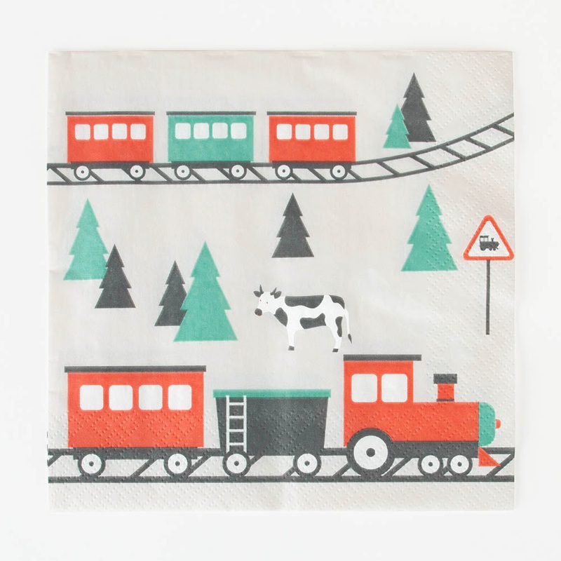 Serviettes en papier : 20 serviettes train