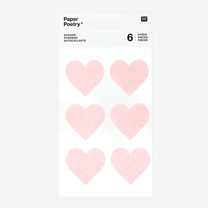 Stickers en feutre grands coeurs roses