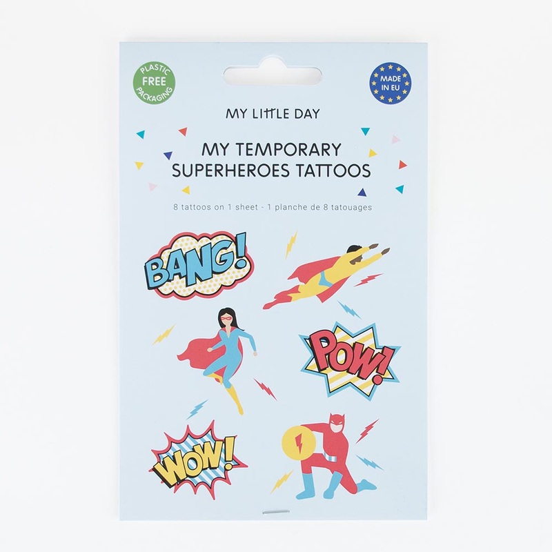 Tatouage ephemere : 1 planche de 8 tattoos super hros
