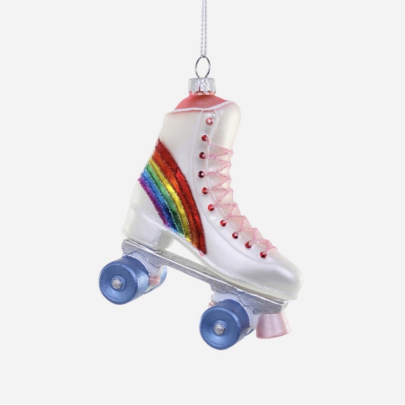 1 dcoration de Noel patin  roulettes arc-en-ciel