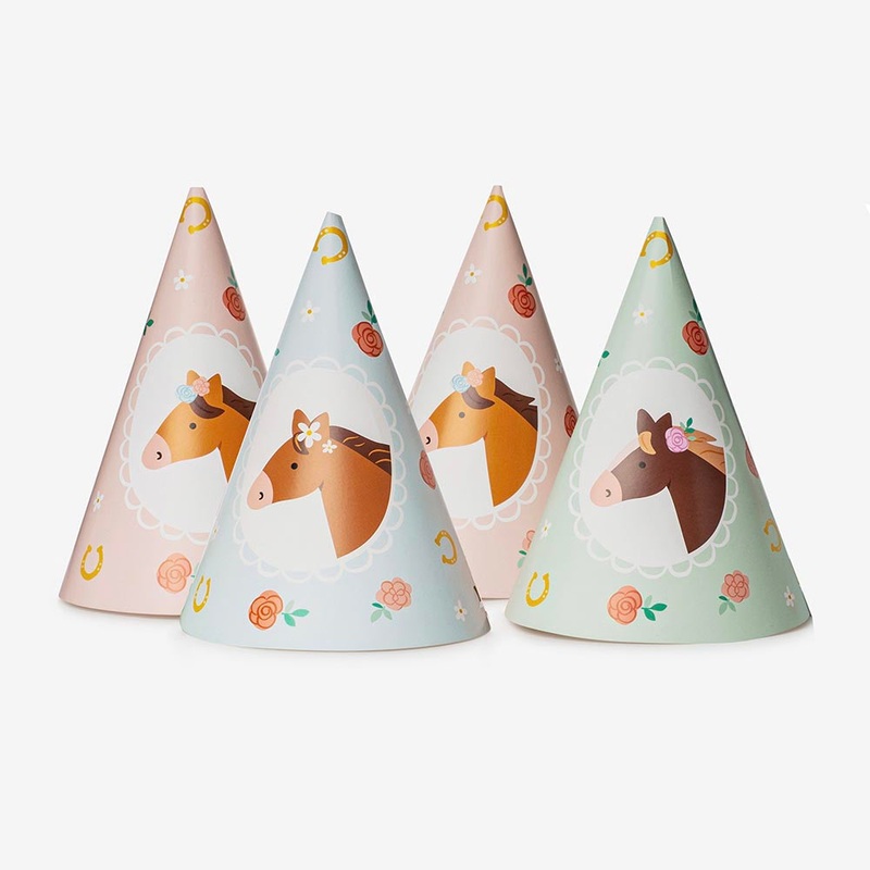 6 chapeaux pointus cheval fleuri