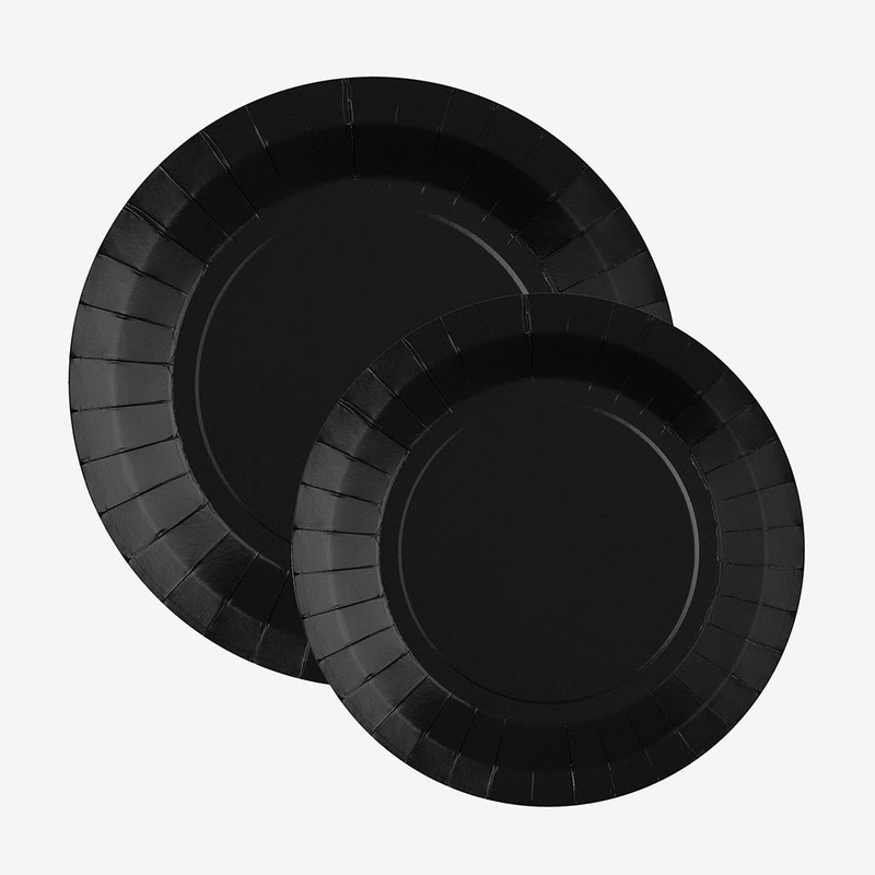 Assiette en carton : 10 assiettes noires
