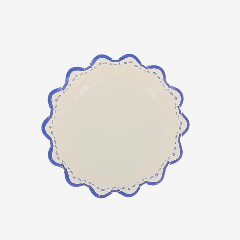 Assiette en carton : 6 bols vagues bleues