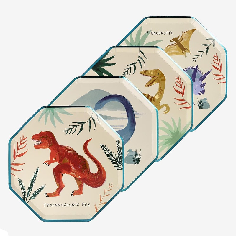Assiette en carton : 8 assiettes dino meri meri