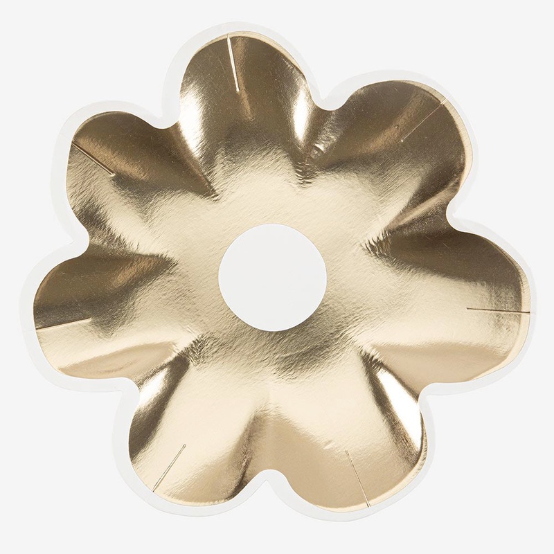 Assiette en carton : 8 assiettes marguerite dore