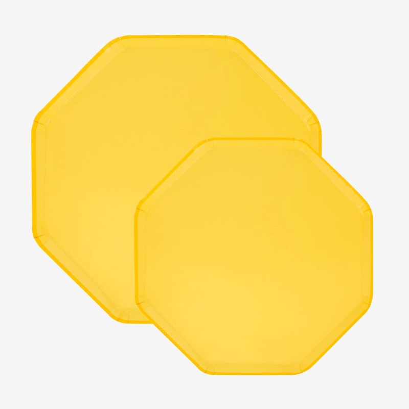 Assiettes en carton : 8 assiettes jaune citron